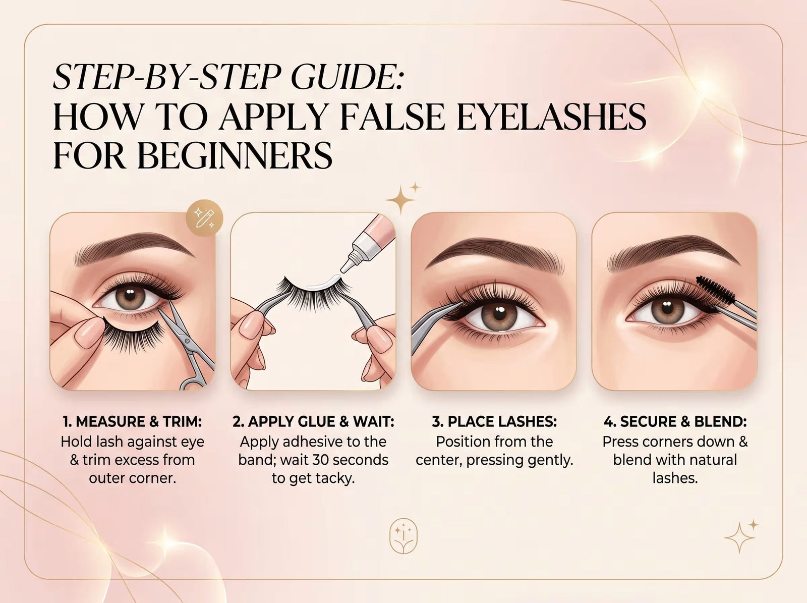 step by step guide to apply flase eyelashes 