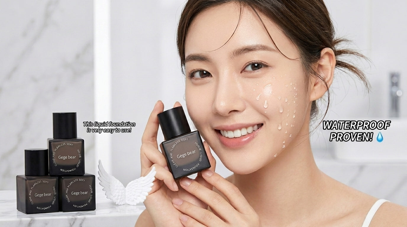 Gege Bear waterproof makeup review featuring foundation mascara and lip glaze products in Nepal