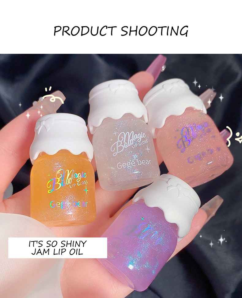 New Fashion Gege Bear Bow Lip Gloss Plump Lips Water-Proof Shining Jelly Oil with Mineral Ingredients