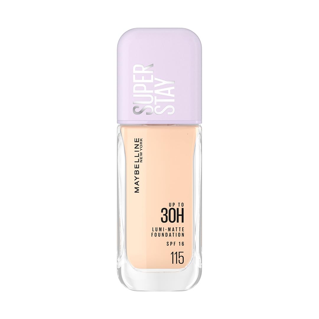 Maybelline Super Stay foundation bottle on a white background