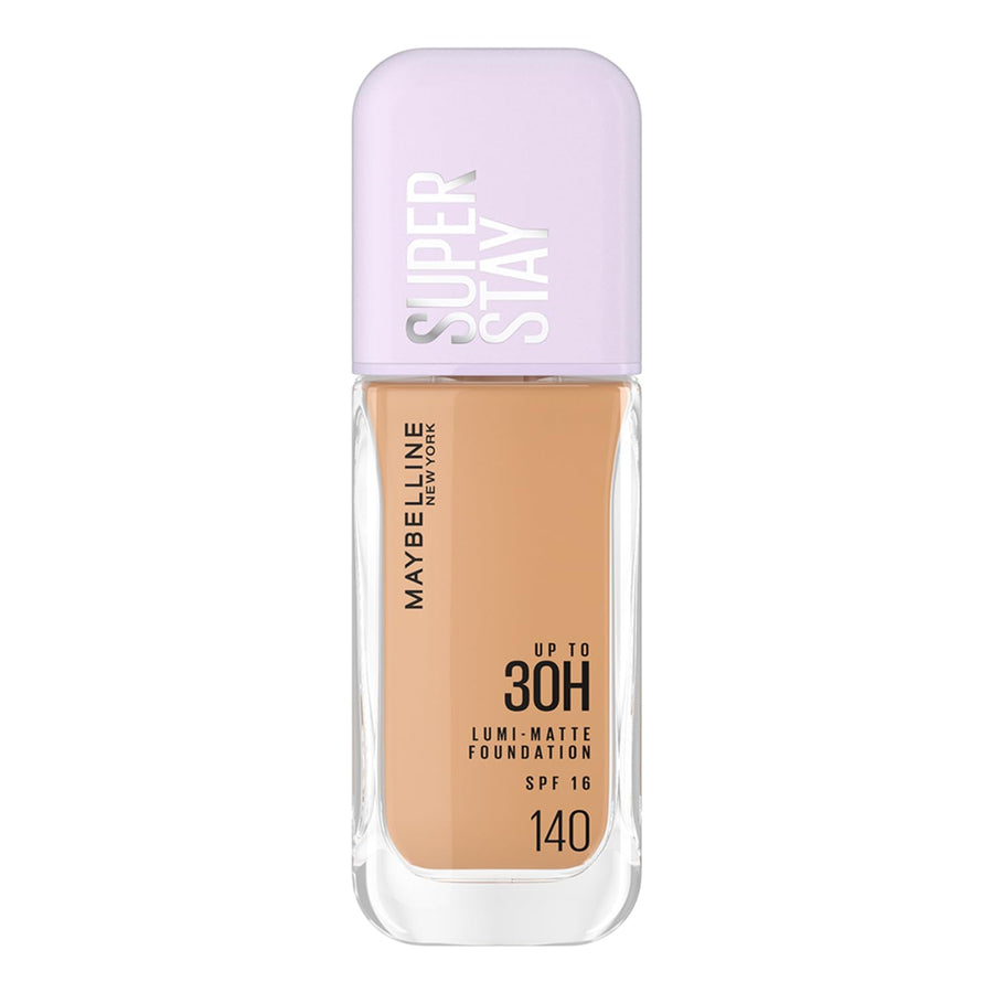 Maybelline Super Stay foundation bottle on a white background