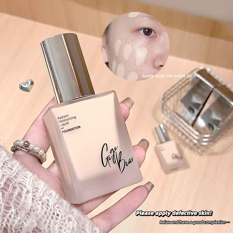 Gege Bear Moisturizing & Softening Liquid Foundation – Natural Finish, Waterproof, Sweat-Resistant, Long-Wear | Light-Beige