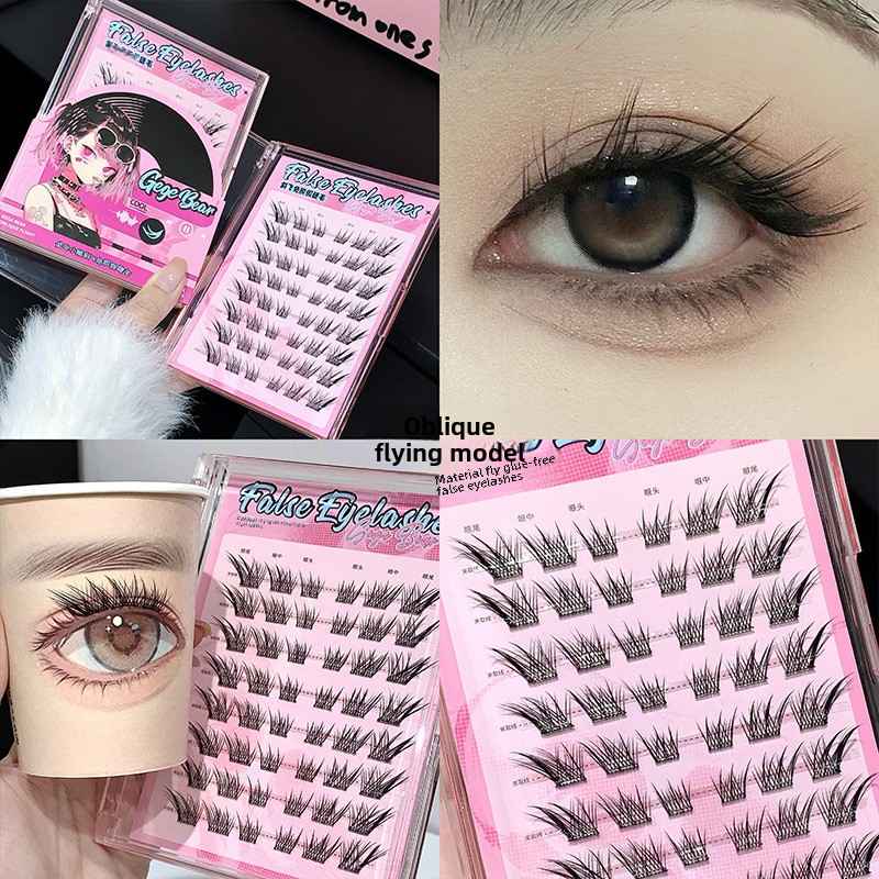 Gege Bear Self-Adhesive False Eyelashes, 48 Clusters, Volumizing and Curling, Black Edition,Korean Eyelashes , East Peel-Off and Stick-on