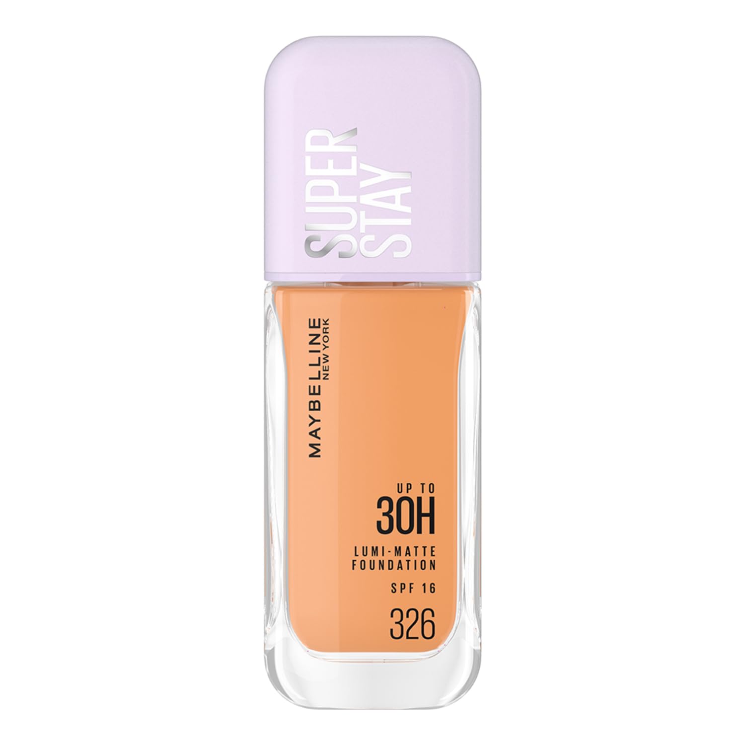 Maybelline Super Stay foundation bottle on a white background