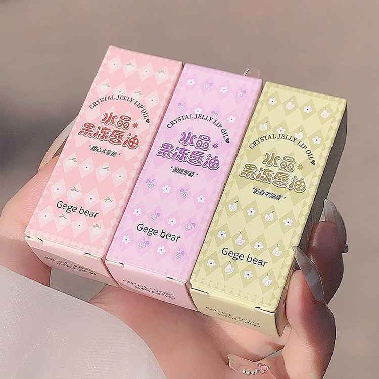Gege Bear Lip oil, 3 Different Flavours, high Shine and plumping, moisturizing and hydrating, Korean Lipgloss for Girls Create Infused with grapes, peach and avocado. Longlasting lipgloss lipstick.
