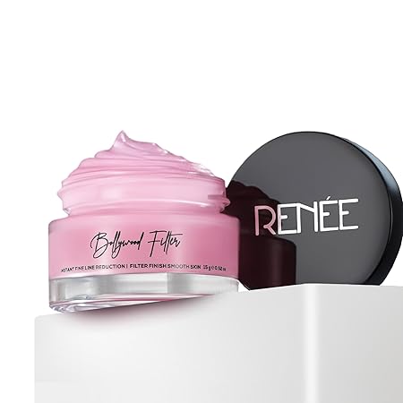 Pink skincare product with black lid on a white background
