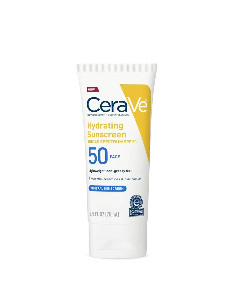 CeraVe Hydrating Mineral Sunscreen Face Lotion SPF 50 is a 100% mineral, oil-free sunscreen that uses titanium dioxide and zinc oxide to protect your skin , providing strong sun protection without irritating sensitive skin. Makeupspice Nepal