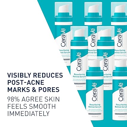 CeraVe Resurfacing Retinol Serum For Post Acne Marks, Formulated With Licorice Root Extract & Niacinamide, Brightening Serum & Pore Minimizer For Face, Post Acne Skin Barrier Repair, Non-Comedogenic Makeupspice Nepal