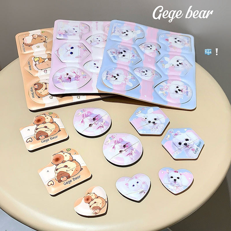 8 Pieces of gege bear beauty blender set  on a table flat laid out 
