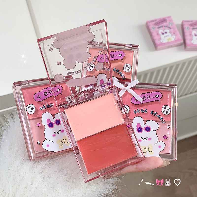 Blush compact with cartoon character design on a white background