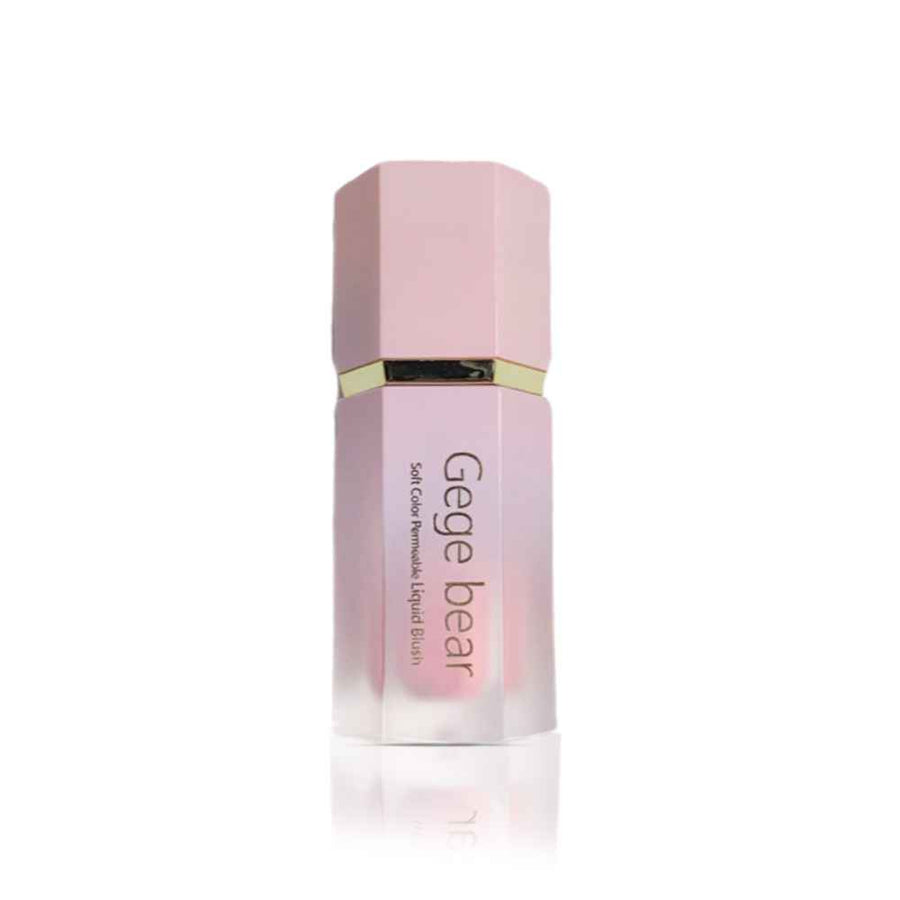 Pink bottle with 'Gege bear' branding on a white background