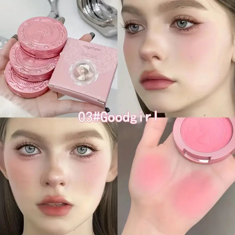 Gege Bear Three-Dimensional 3D Relief Fog Color Powder Blusher Naturally Tender And Delicate Makeup Holding Puff Color Female Rouge Powder Blusher Cream Makeupspice Nepal