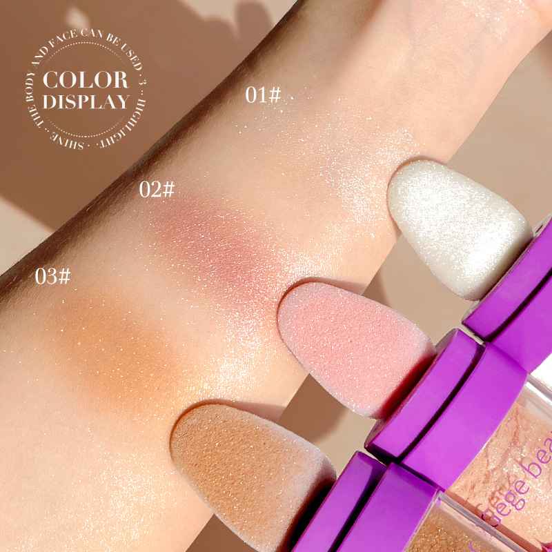 Makeup product with color swatches on a hand