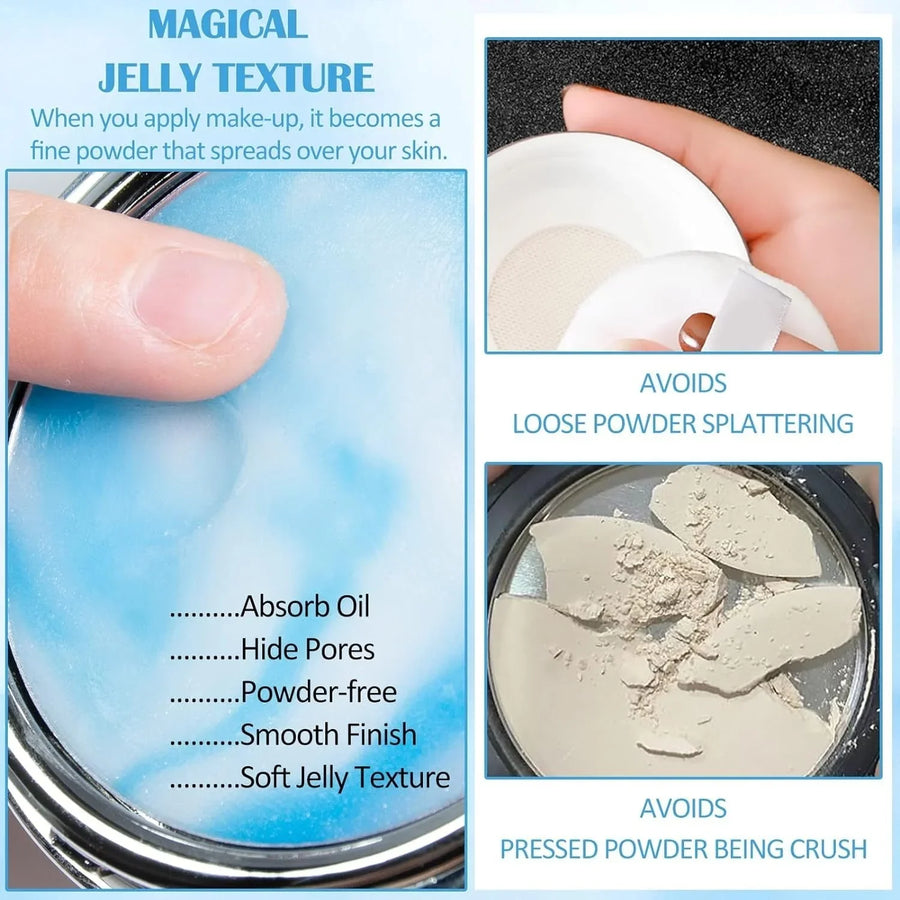 CandyBella oil control compact powder swatch showing lightweight matte coverage