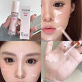 Concealer with packaging and application on a person's face, showing before and after effects.