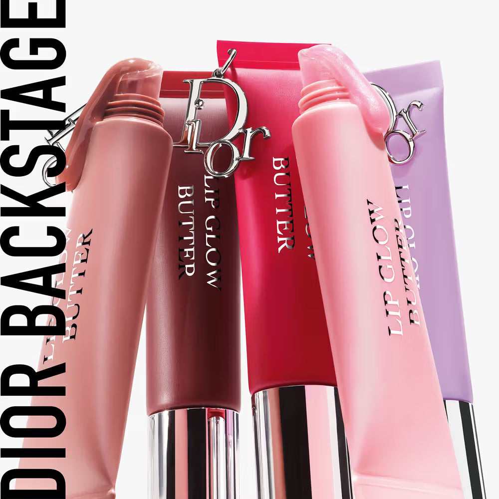 Dior lip products with 'Backstage' text on a white background
