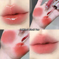Lipstick swatches on a hand and close-up of lips with '04# Earl Black Tea' shade.