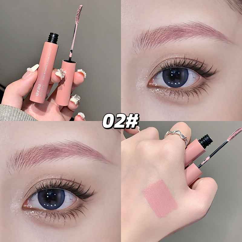 Eyebrow with application on eyes and skin, featuring brand Gege Bear'.