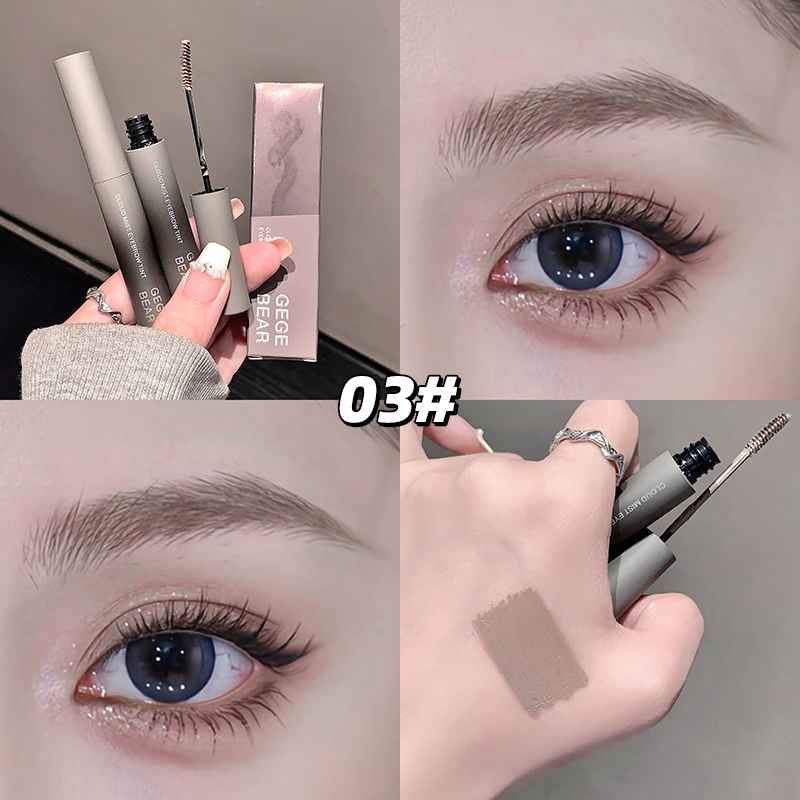 Eyebrow gel , and an eye color swatch with close-up shots of eyes wearing the product.
