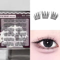 False eyelashes set with packaging, individual lashes, and an eye wearing the lashes.
