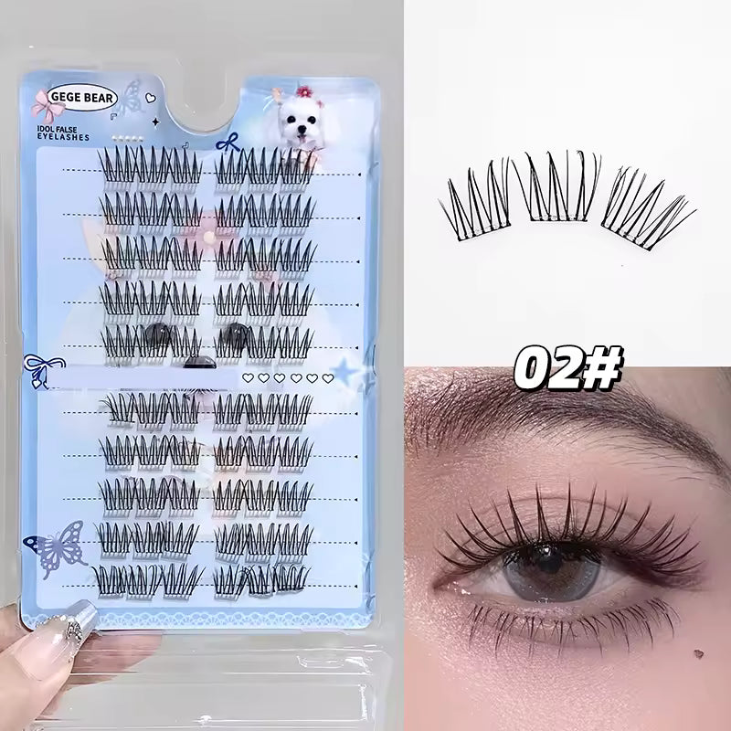 Eyelash packaging with false eyelashes and an example on an eye