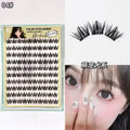 False eyelashes packaging with a close-up of a person wearing them.