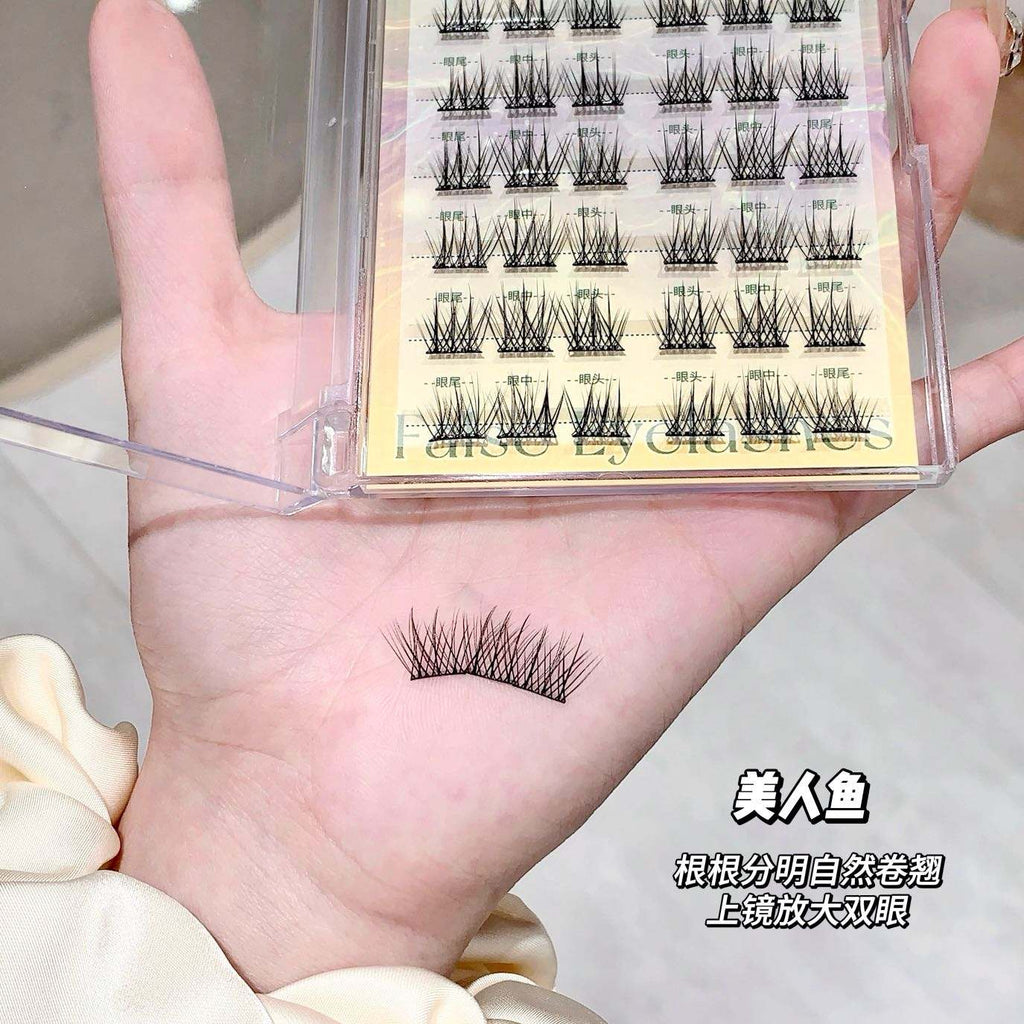 Gege Bear False Eyelashes Black, Self-adhesive easy stick-on and peel off, mermaid inspired lashes in a organizer, long-lasting and super fancy fake lashes, Perfect eye makeup