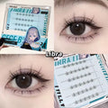 Collage of false eyelashes with packaging and a close-up of an eye wearing them, labeled 'Libra'.