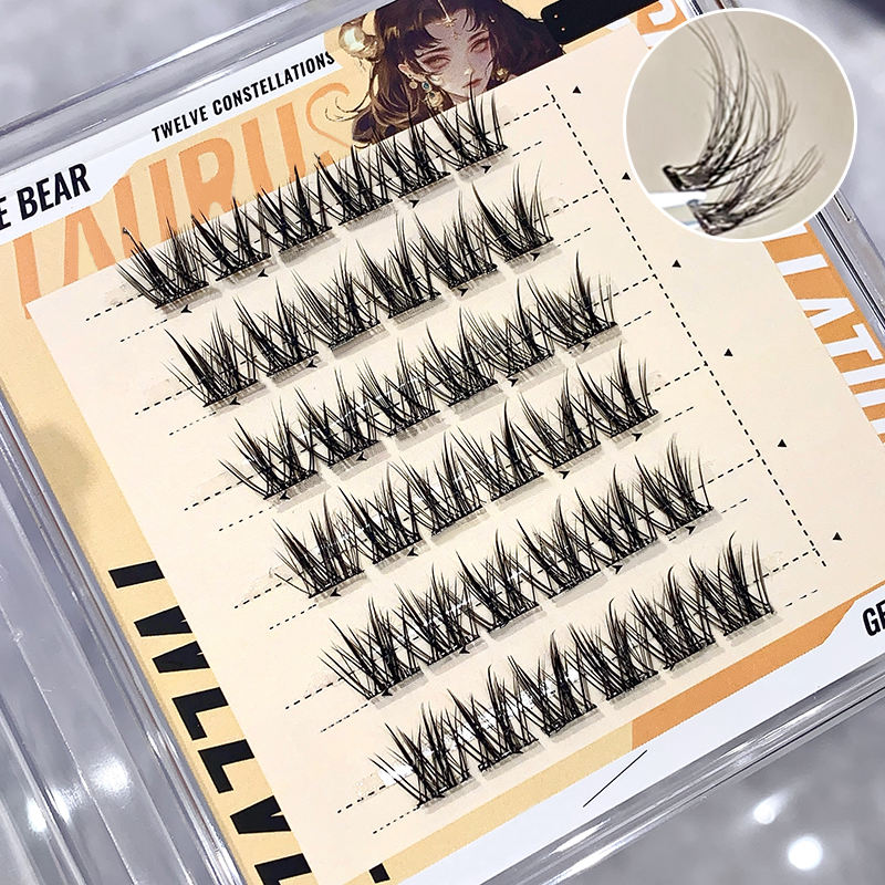 Set of false eyelashes on a display card with a close-up inset.