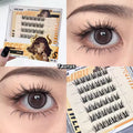 False eyelashes with packaging and application on eyes, featuring Taurus design.