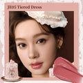 FlowerKnows Sweetie Bear Coating Lip Jelly lip gloss in JE05 Tiered Dress shade applied on lips showing rosy tint and glossy shine effect.
