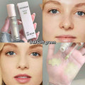 Concealer with 'GEGEBEAR' branding, shown on a hand and applied to skin.