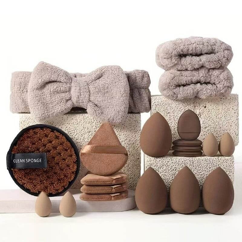 Gege Bear 20 Pieces Beauty Blender Kit with Headband, Wristbands, Makeup Remover Pad, Soft and Washable, Available in 4 Colors