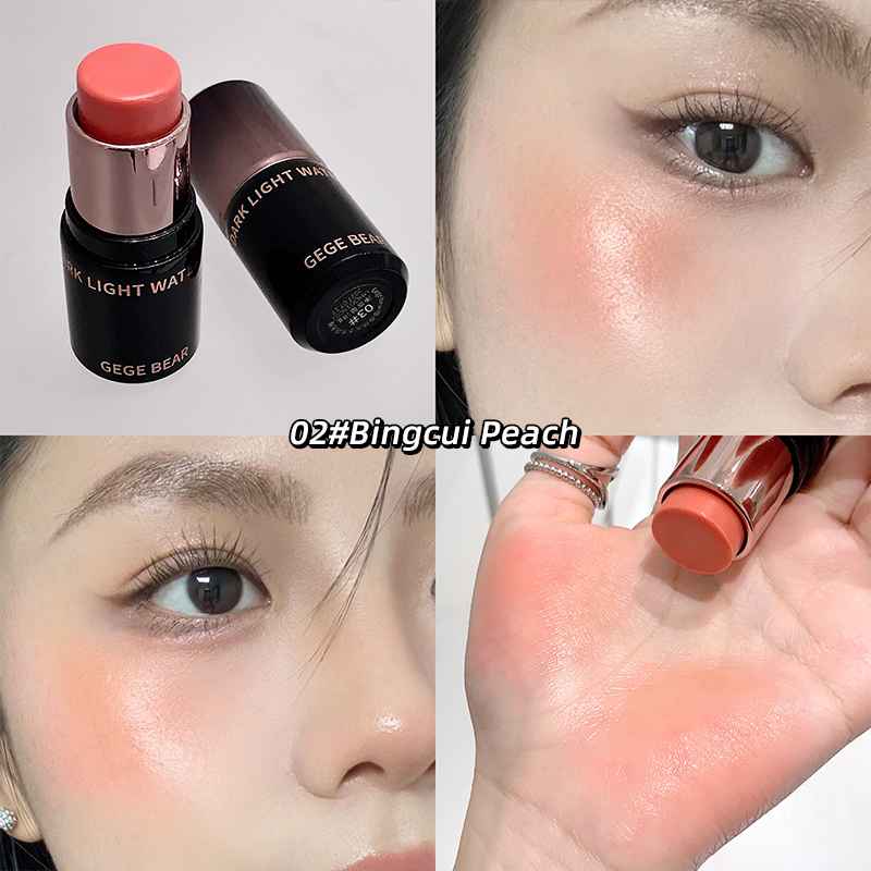 Blush sticks with close-up shots on a white background