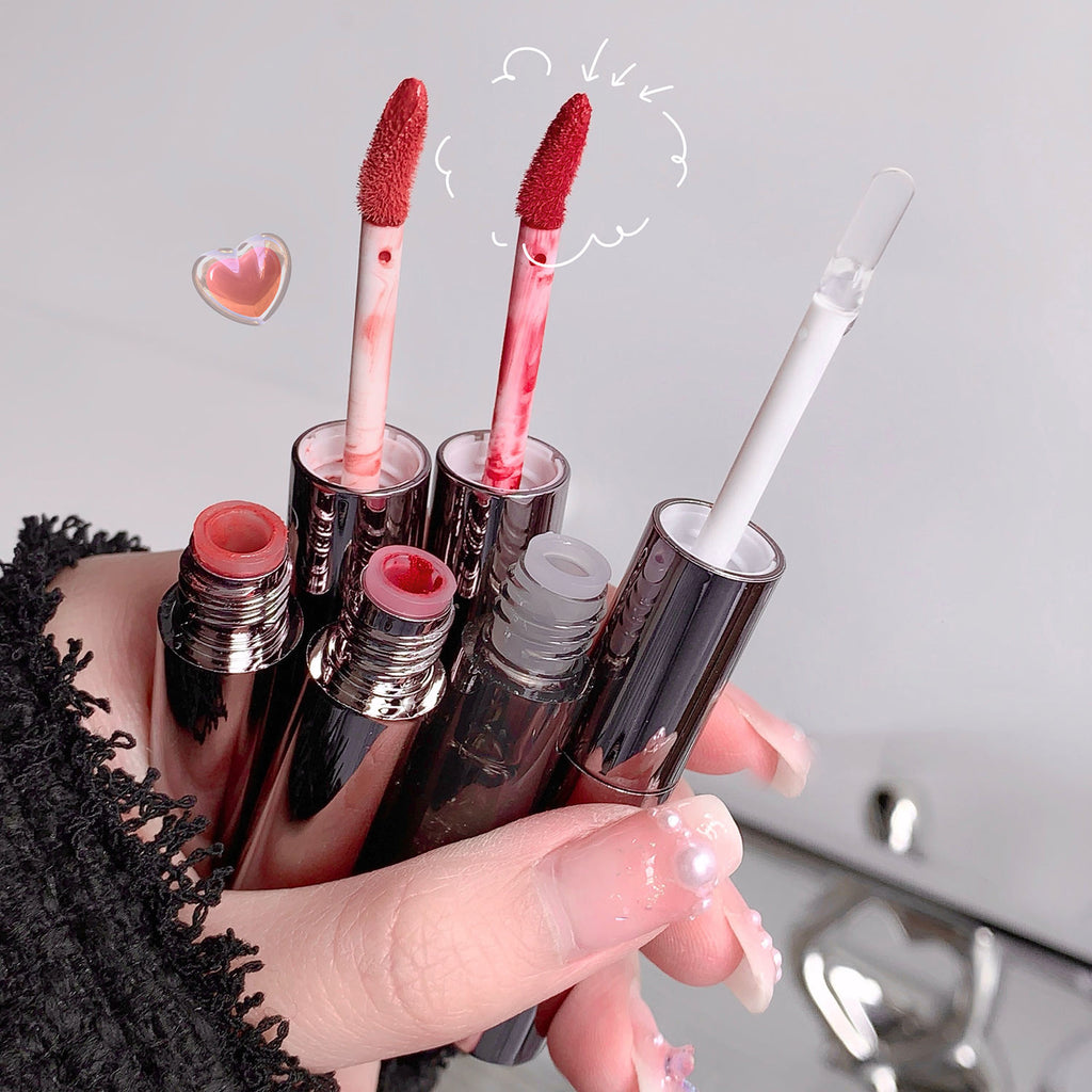 Gege Bear Double Headed Lip Gloss Waterproof Matte Pen Lipstick with Water Gloss Mirror Overlay Lip Balm