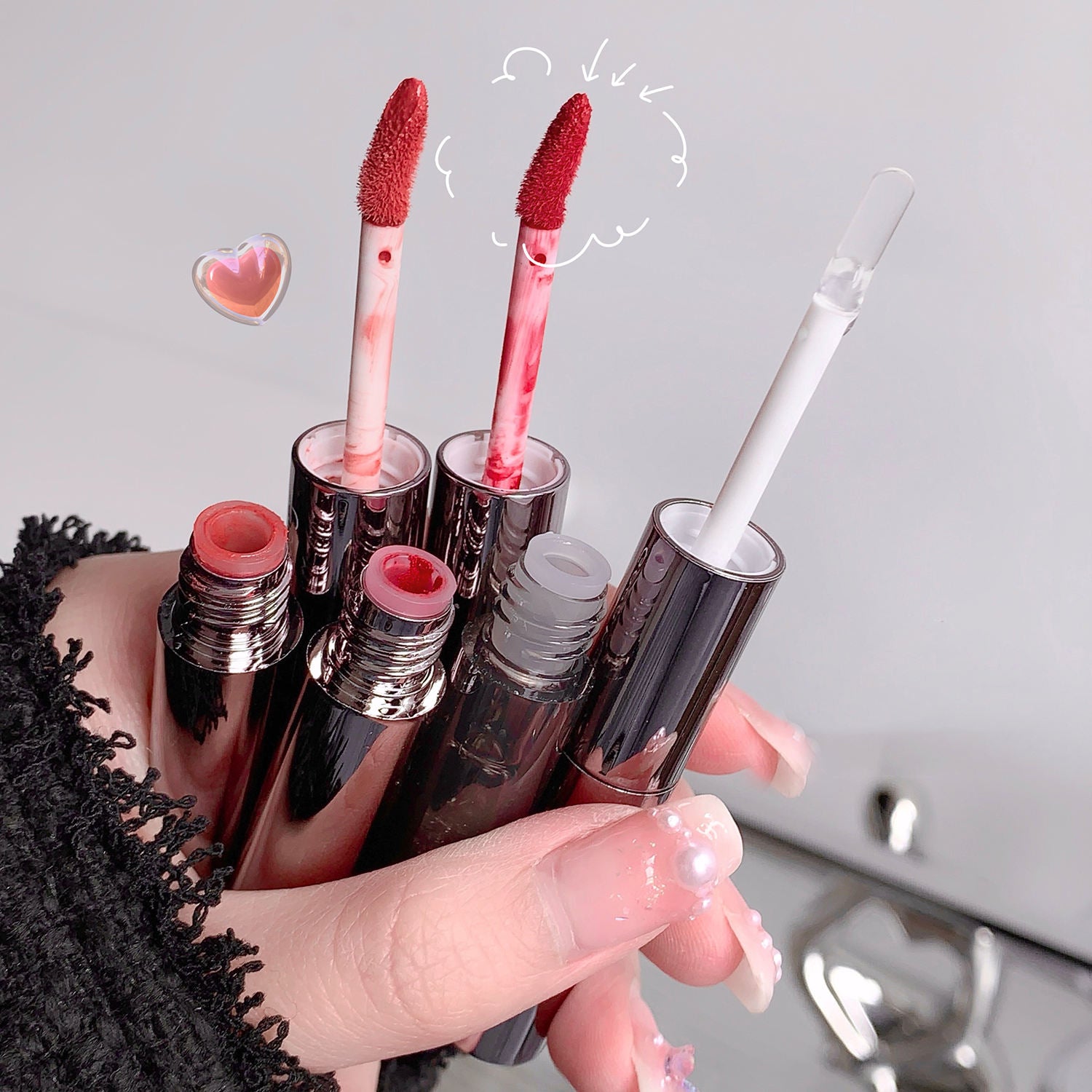 Gege Bear Double Headed Lip Gloss Waterproof Matte Pen Lipstick with Water Gloss Mirror Overlay Lip Balm