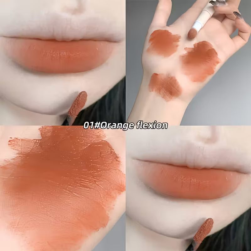 Gege Bear lipstick in sleek, stylish packaging, shown with the cap removed to reveal the smooth, richly pigmented lipstick bullet.”