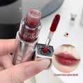 Lipstick with applicator and close-up of lips wearing the color, branded 'GEGE BEAR'.