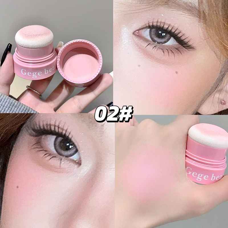 Pink makeup product with close-ups of eyes and product application
