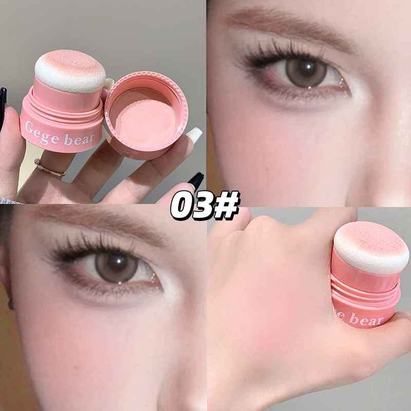 Pink eye cream container with close-ups of eyes and product application.