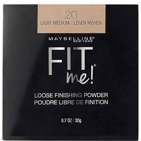 Maybelline Fit Me Loose Finishing Powder packaging on a black background