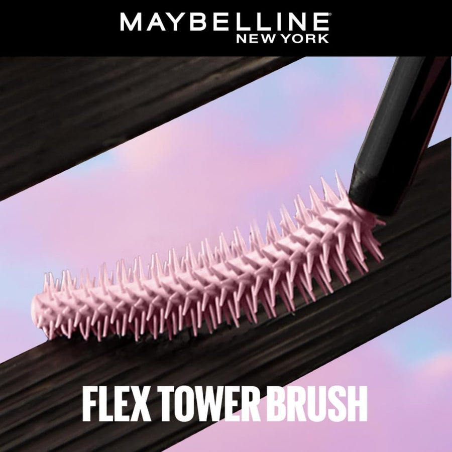 Maybelline New York Flex Tower Brush with pink bristle design on a blurred background