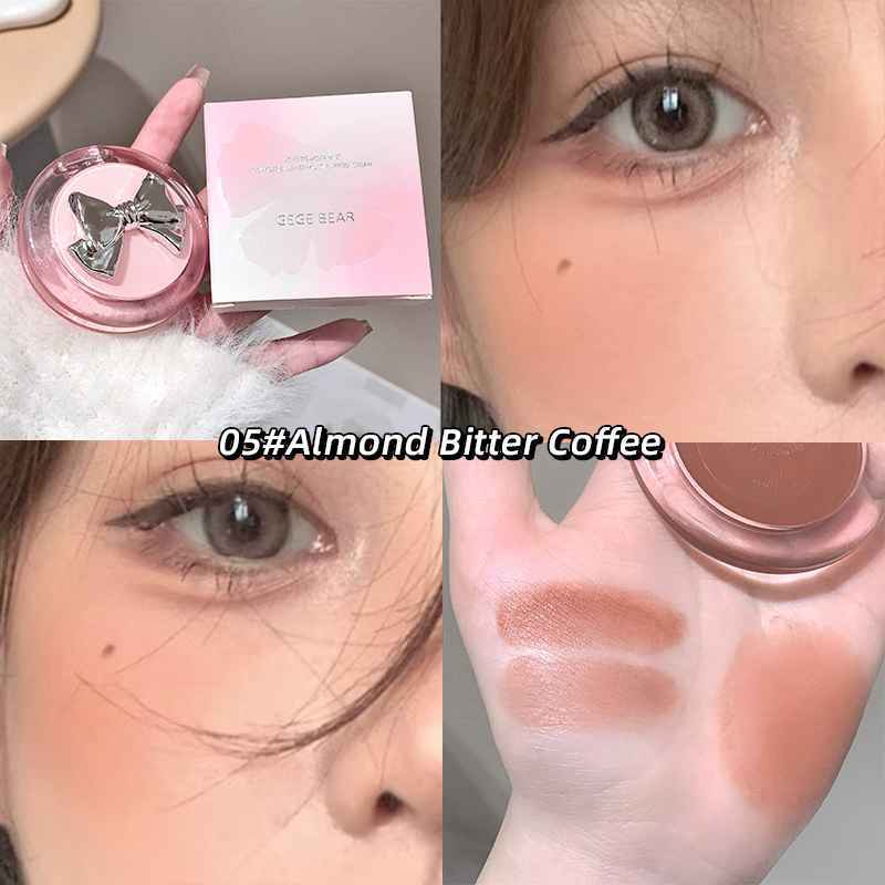 Makeup product with packaging and color swatches on a neutral background