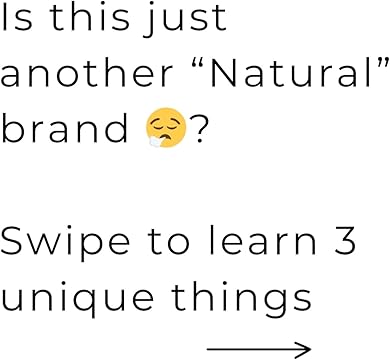 Promotional text with a question and a request to swipe for more information on a white background.