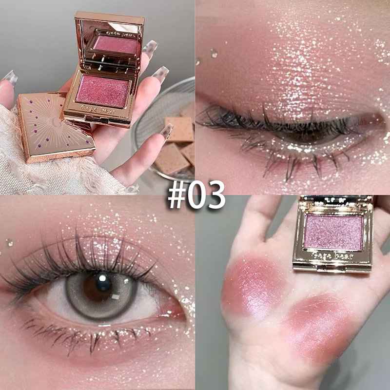 Eyeshadow with close-up shots of application on eyes and skin.