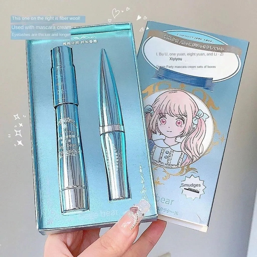 Gege Bear 2in1 Black Fiber Volumizing Mascara Set, Japanese Themed, Curl and Fuller