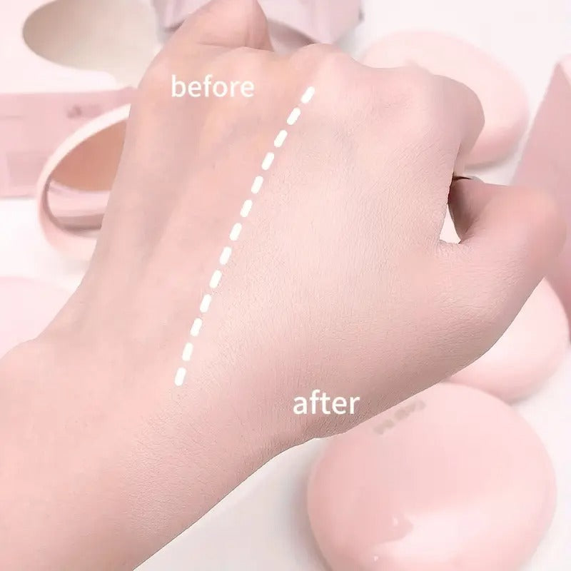 Hand showing before and after effect of a product on skin texture.