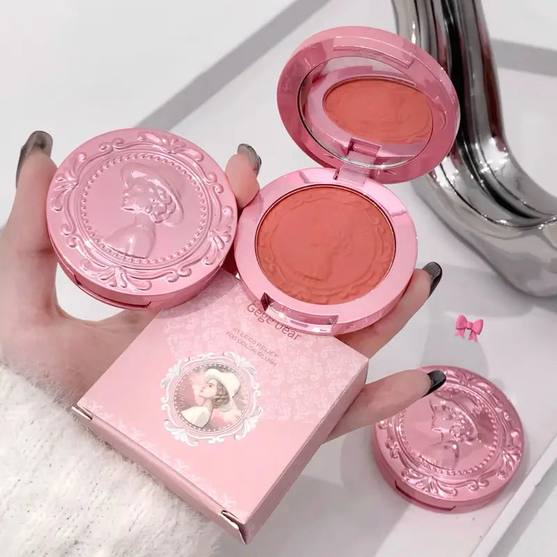 Gege Bear Three-Dimensional 3D Relief Fog Color Powder Blusher Naturally Tender And Delicate Makeup Holding Puff Color Female Rouge Powder Blusher Cream Makeupspice Nepal