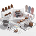 brown beauty blender  set of 38 branded gege bear along with plastic bottles foundation brush hair clip tweezers brush cleaning bucket 