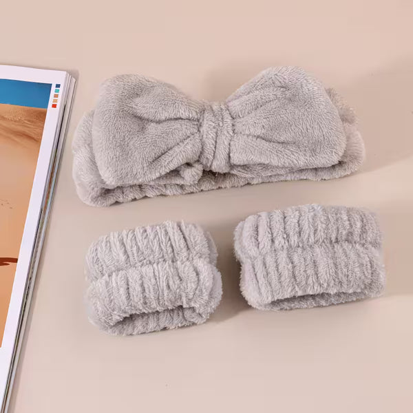 Spa Headband & Wristband Set – Soft Washable Bands for Skincare and Makeup
